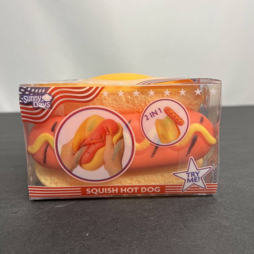 TOYMENDOUS SUNNY DAYS SQUISH HOT DOG Viral Summer Squishy Toy 2026 4th Of July